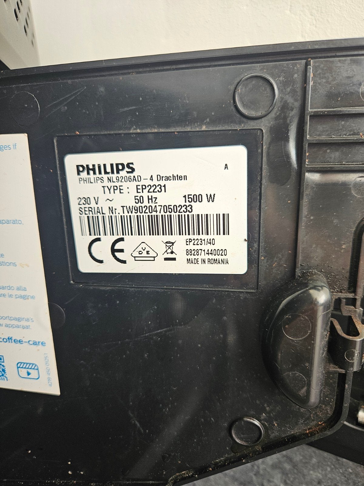 Philips EP2231/40 Volautomatische Espressomachine, Ophalen, Gebruikt, Espresso apparaat, 10 kopjes of meer