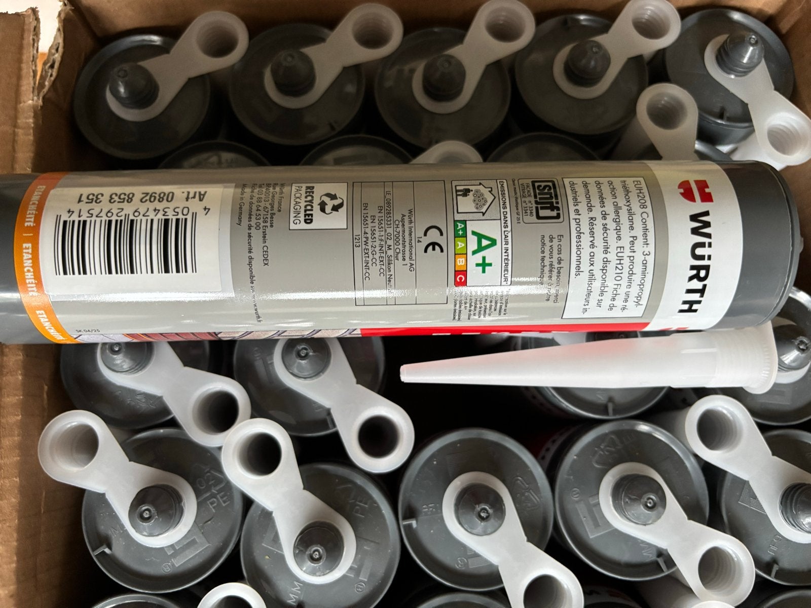 24x Würth Zwarte Siliconenkit A8 Pro - Neutrale Mastic, Ophalen, Nieuw