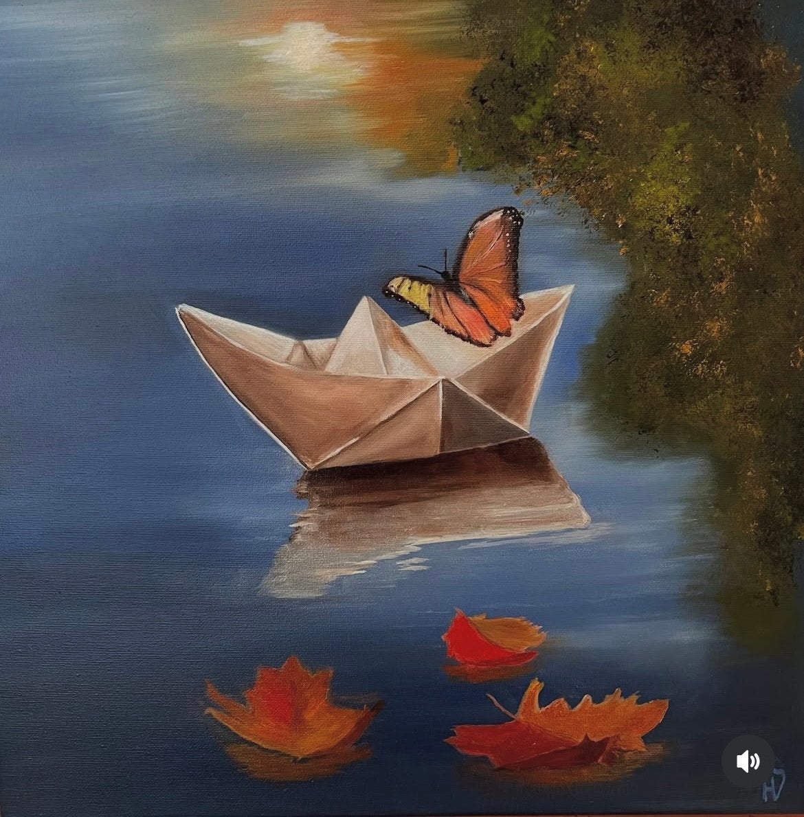 Olieverf schilderij butterfly, Antiek en Kunst, Ophalen of Verzenden