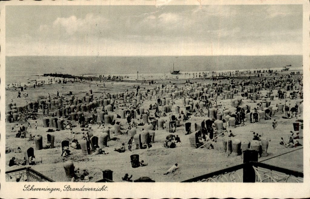 Scheveningen - Strand - Overzicht, Verzamelen, Ansichtkaarten | Nederland, Gelopen, Zuid-Holland, 1920 tot 1940, Ophalen of Verzenden
