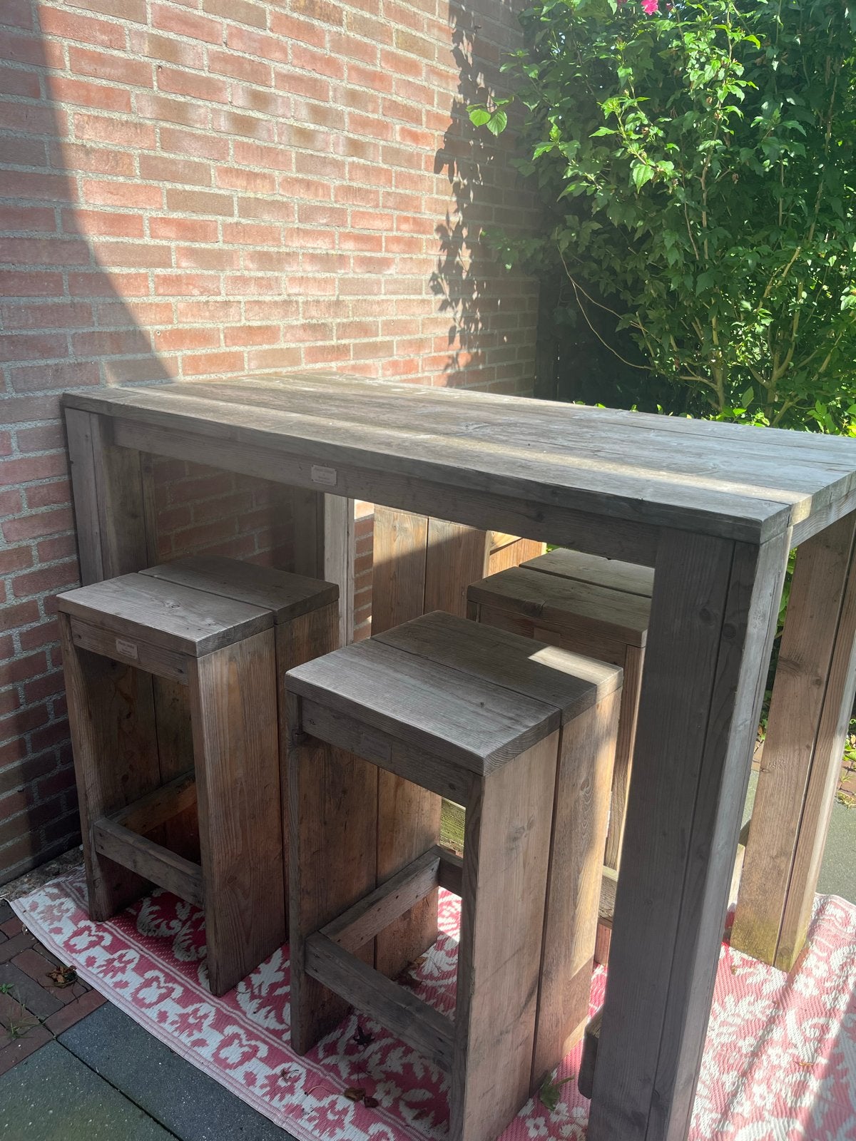 Steigerhouten Tuinset van Harms Hottub en Tuinmeubelen, Tuin en Terras, Tuinsets en Loungesets, 4 zitplaatsen, Gebruikt, Eettafel