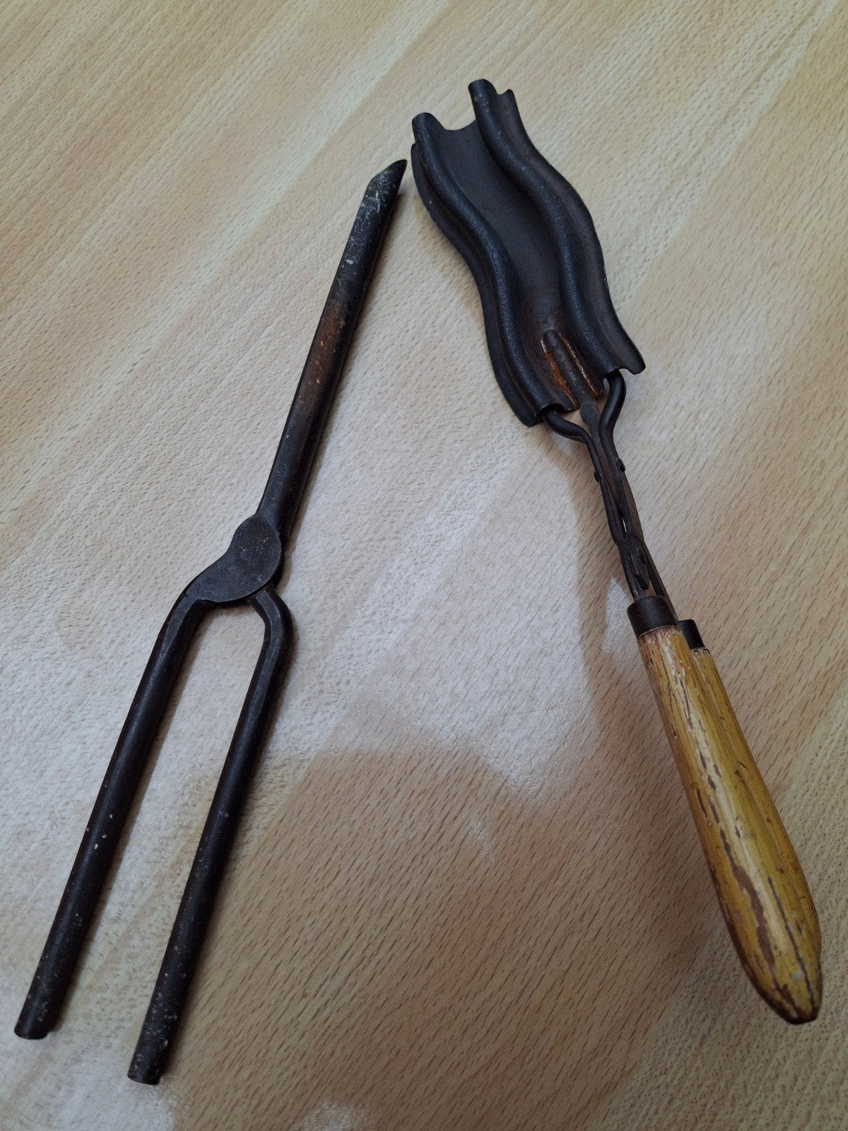 Antieke krultangen set - Vintage haarstyling tools, Ophalen of Verzenden