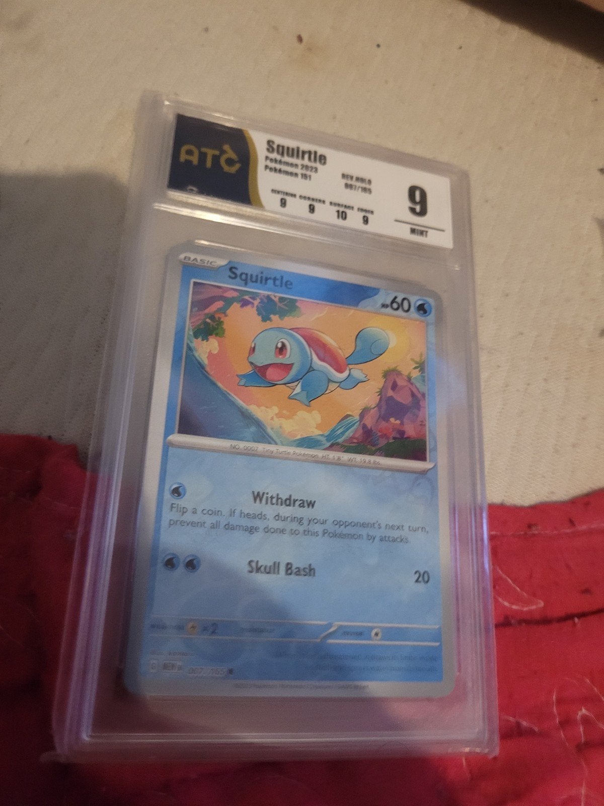 Squirtle Pokémon Kaart ATC Graded 9 MINT, Ophalen of Verzenden, Zo goed als nieuw, Losse kaart