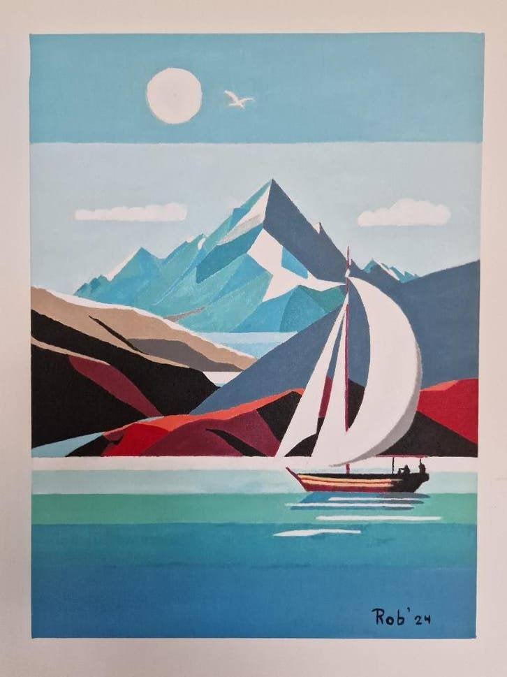 Schilderij: Zeilboot op Bergmeer, Ophalen