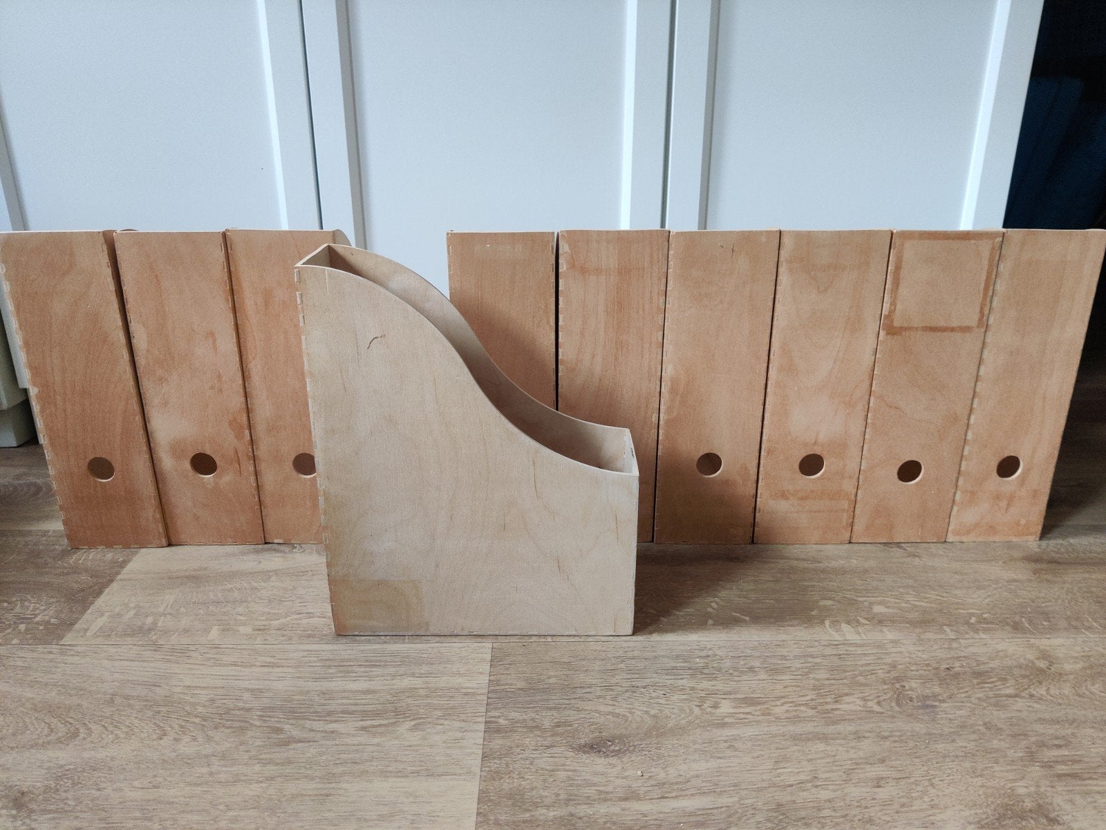 10x houten tijdschriften-cassette  - lektuurbak, Overige typen, Ophalen, Gebruikt, Hout