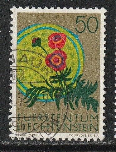 Verenigd Europa 1970 - Liechtenstein - Ranonkel, Ophalen, Gestempeld, Dier of Natuur