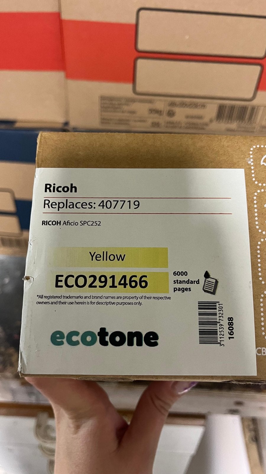 Ecotone Ricoh 407719 Gele Toner Cartridge (4 stuks), Ophalen of Verzenden, Nieuw
