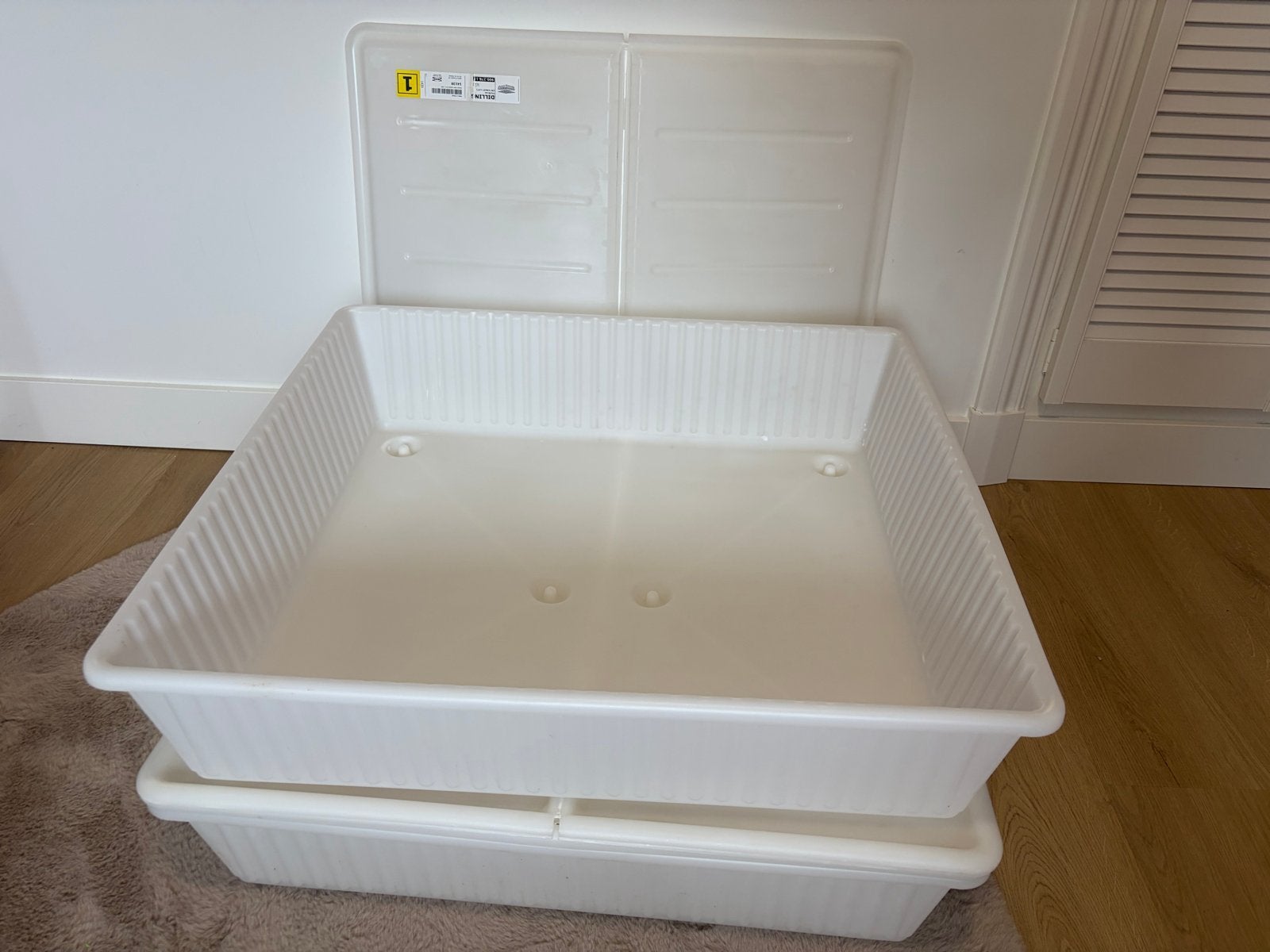3x DILLING opbergbakken met deksel - Ideaal voor onder bed, Kunststof, Gebruikt, 50 tot 100 cm, Ophalen of Verzenden