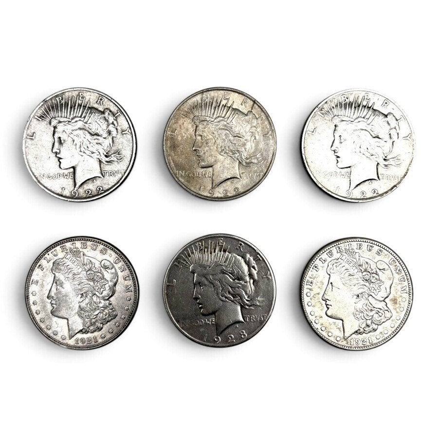 6 x Amerikaanse dollars, 1921 t/m 1923, Ophalen of Verzenden, Noord-Amerika, Losse munt, Zilver