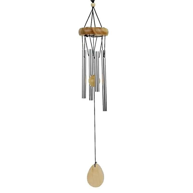 Windgong – Windorgel – 4 Staafjes Metaal met Hout, Metaal, Zilver, De Vesting 14 7722 GA  Dalfsen, Verzenden
