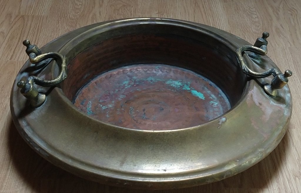 antieke Brasero vuurpot, rood geel koper, volgnr 45, Ophalen of Verzenden, Koper