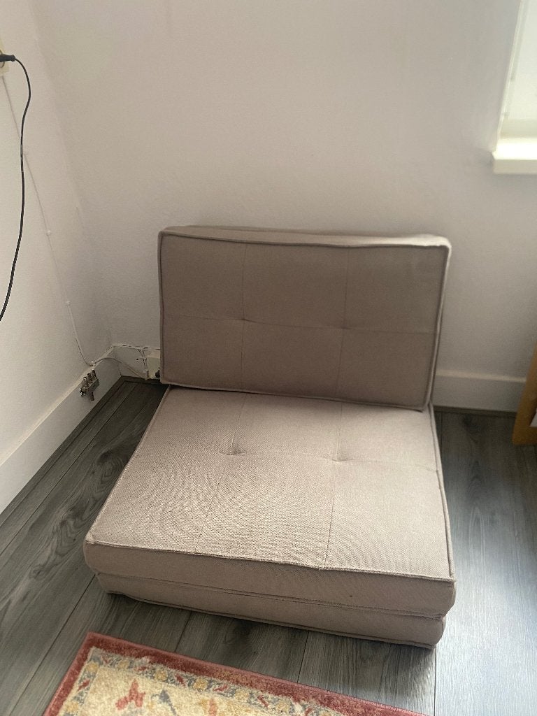 Slaapfauteuil, Huis en Inrichting, Slaapkamer | Slaapbanken, Ophalen, Zo goed als nieuw, 200 cm, Grijs