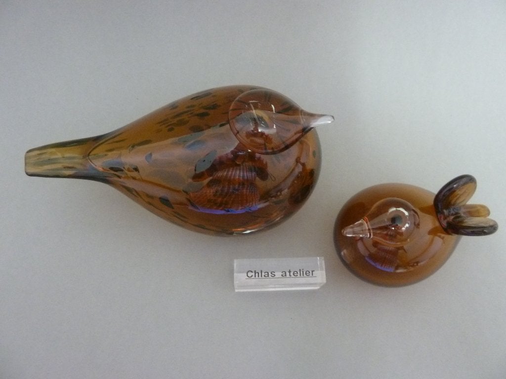 Oiva Toikka iittala Custo set ( moeder & baby, Antiek en Kunst, Ophalen of Verzenden, Bruin, Glas, Handgemaakt