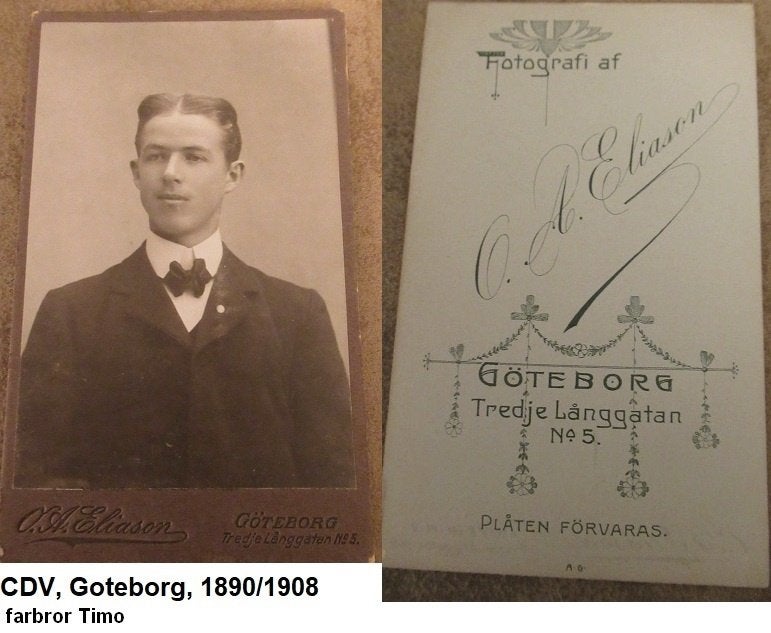 antieke Carte de Visite, 1890/1908, Farbror Timo, Göteborg, Ophalen of Verzenden, Voor 1940, Zo goed als nieuw, Overige onderwerpen