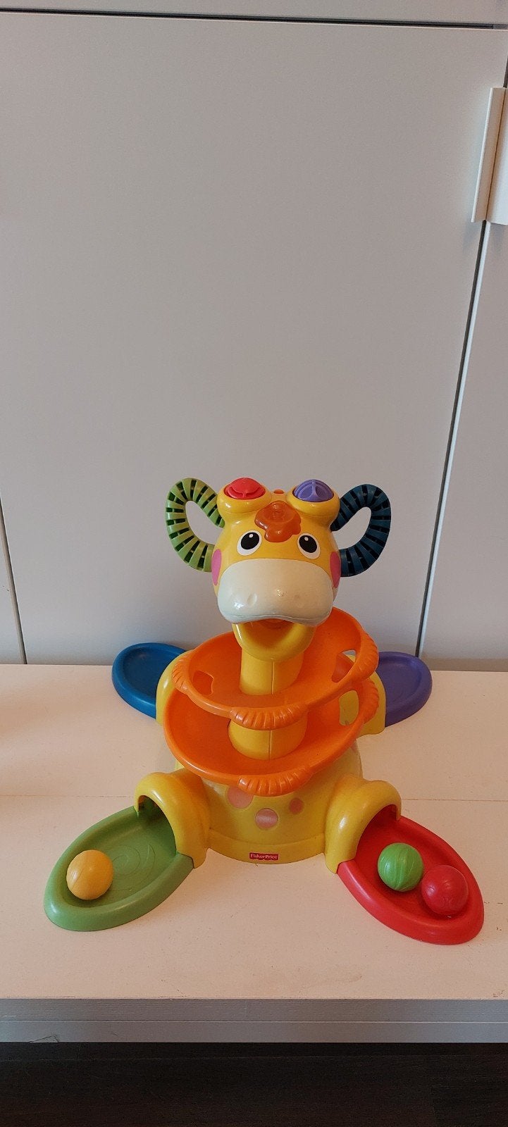 Fisher-Price Giraffe met ballenbaan en 3 balletjes, Ophalen of Verzenden, Gebruikt, Overige typen, Met geluid
