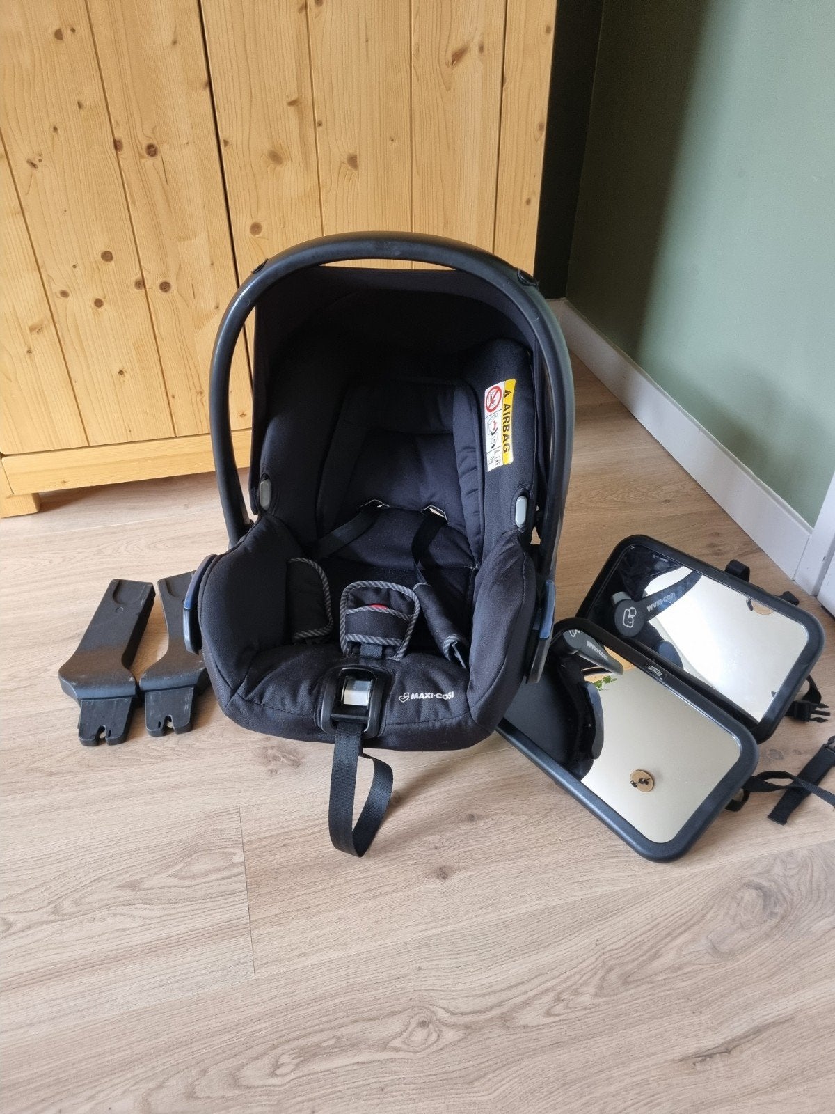 Maxi-Cosi autostoel met adapters en spiegels, Ophalen, 0 t/m 13 kg, Maxi-Cosi, Gebruikt