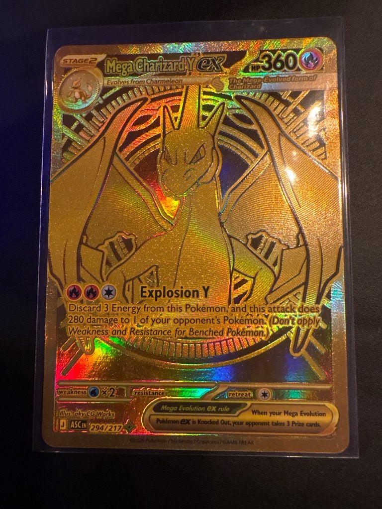 Mega charizard Y EX gold, Ophalen of Verzenden, Nieuw, Losse kaart