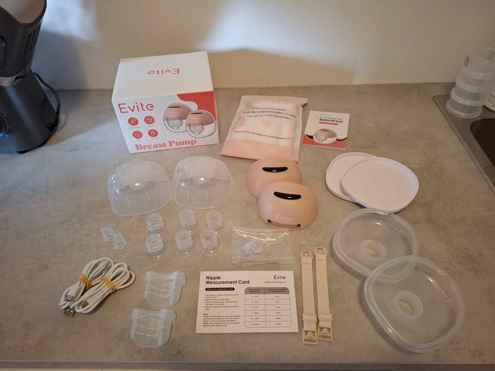 Evite Dubbele Elektrische Borstkolf - Compleet Set, Ophalen of Verzenden, Zo goed als nieuw
