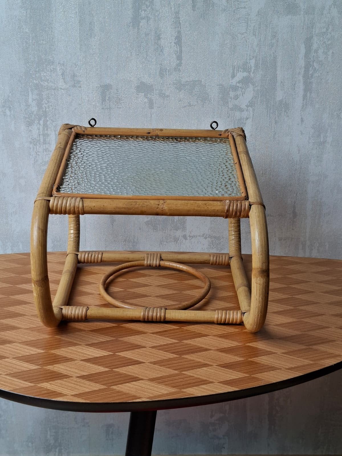 Vintage rotan wandconsole / nachtkastje, Huis en Inrichting, Ophalen of Verzenden, Gebruikt