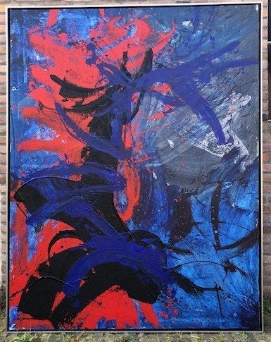 GROOT SCHILDERIJ. Kunstenaar Will van Hoof de Weerts (1949), Antiek en Kunst, Ophalen