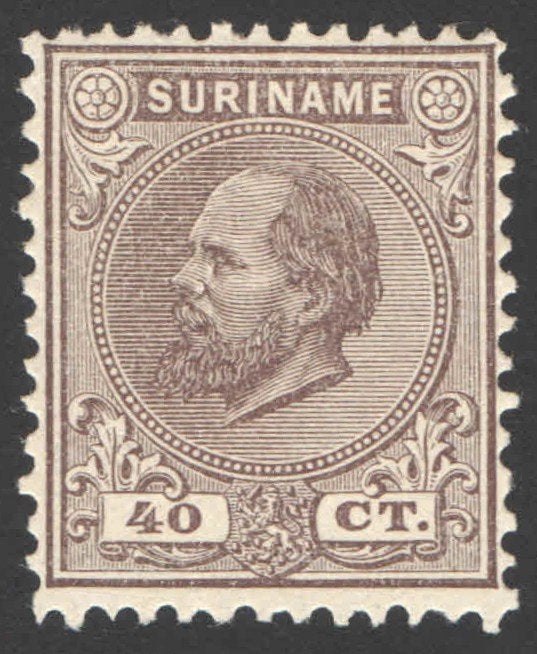 Suriname NVPH nr 12 ongebruikt Koning Willem III 1888, Ophalen of Verzenden, Postfris