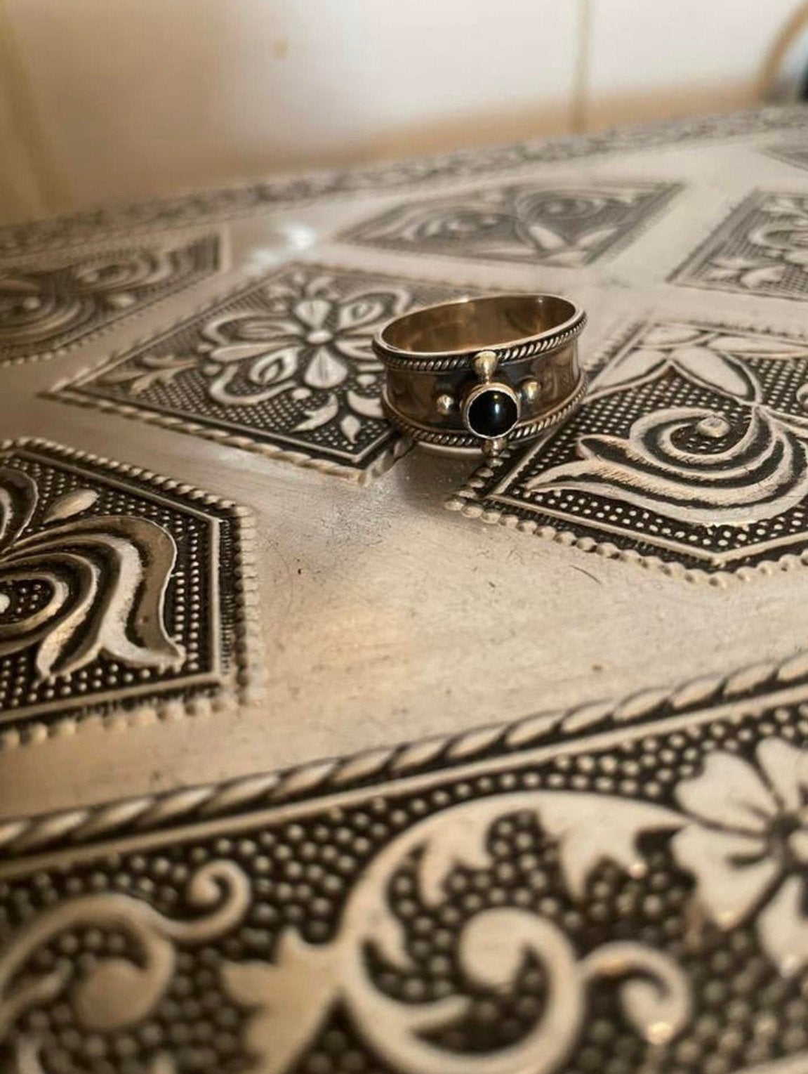 Ring 925 heel apart met mooie Onyx edelsteen, Sieraden, Tassen en Uiterlijk, Ringen, Ophalen of Verzenden, Nieuw, 19 tot 20, Zilver