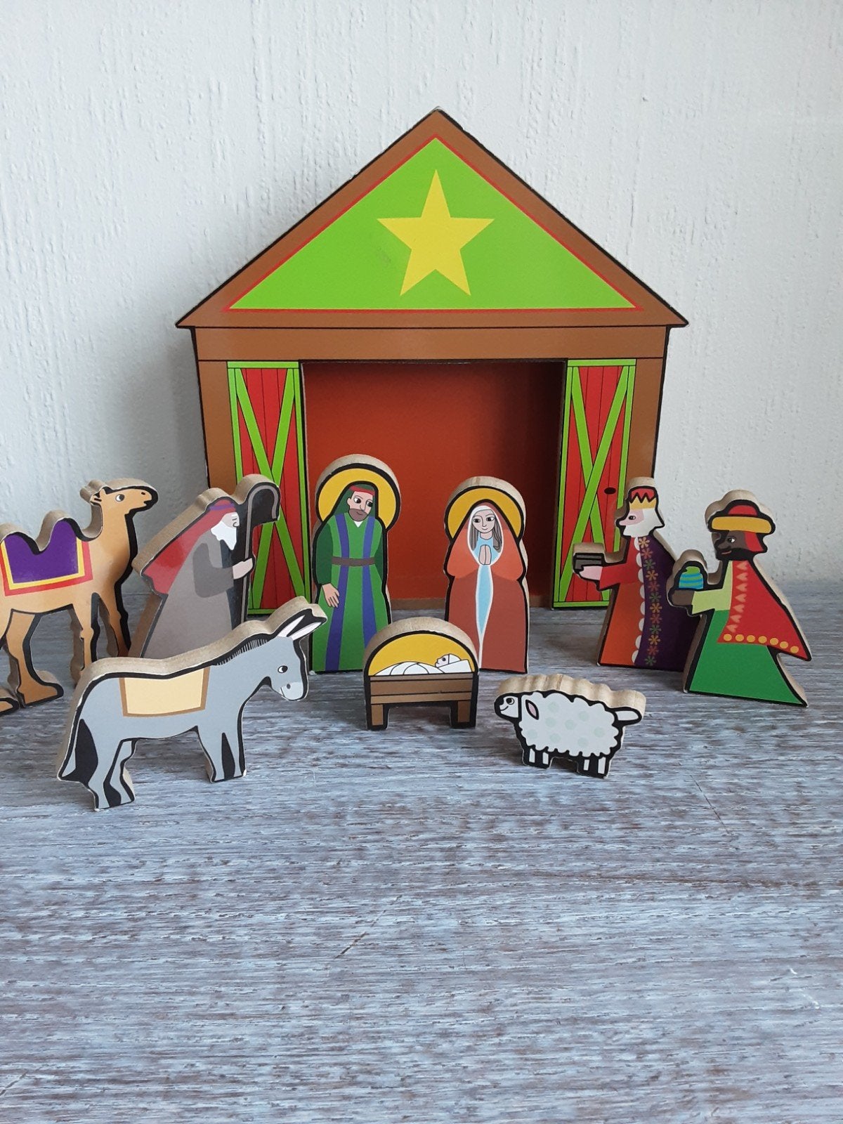 Houten kerststal speelset, Diversen, Ophalen of Verzenden, Zo goed als nieuw