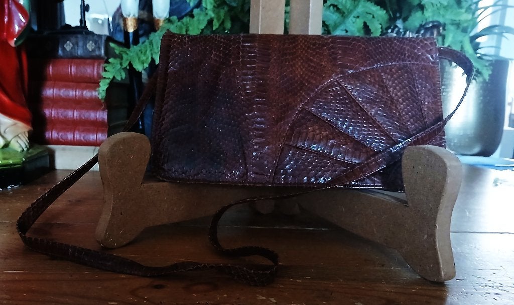 Vintage retro tas slangenleer envelop schoudertas, Ophalen of Verzenden