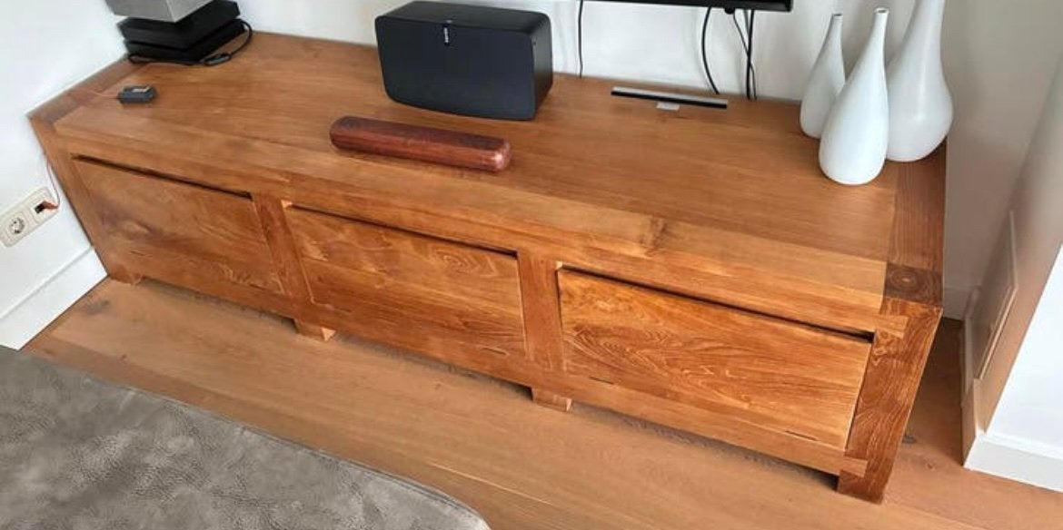 Teak dressoir te koop., Ophalen, 150 tot 200 cm, Teakhout, Minder dan 100 cm