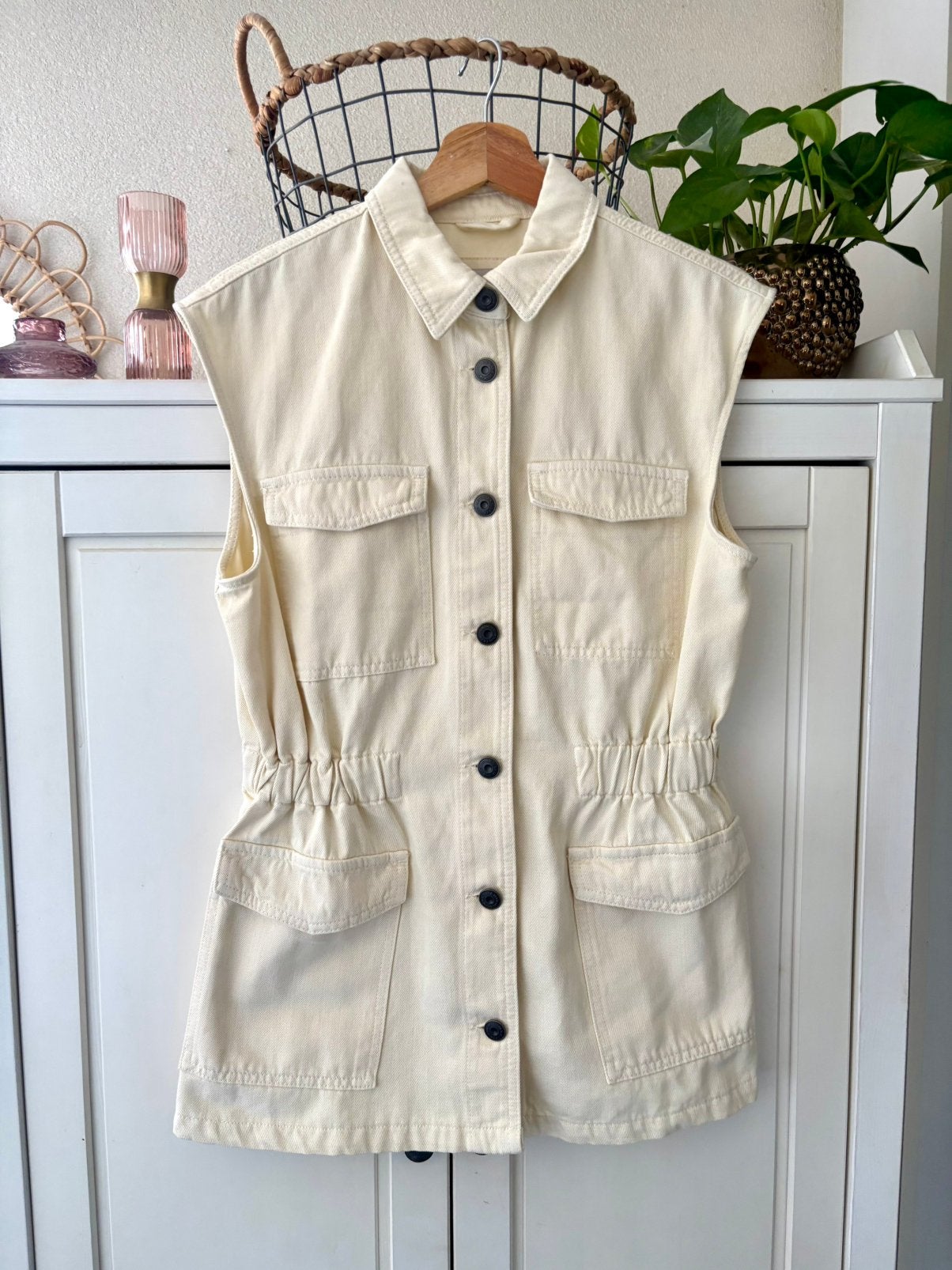 Yaya mouwloze spijkerjas maat 36, Beige, Ophalen of Verzenden, Zo goed als nieuw, Jasje