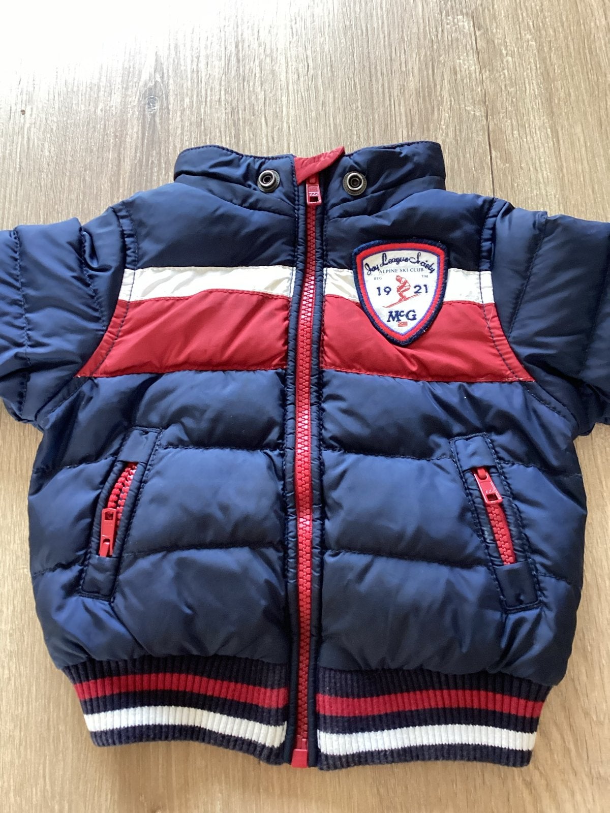 Warme winterjas voor baby's - Blauw, rood, wit, Ophalen of Verzenden, Gebruikt, Jongetje of Meisje