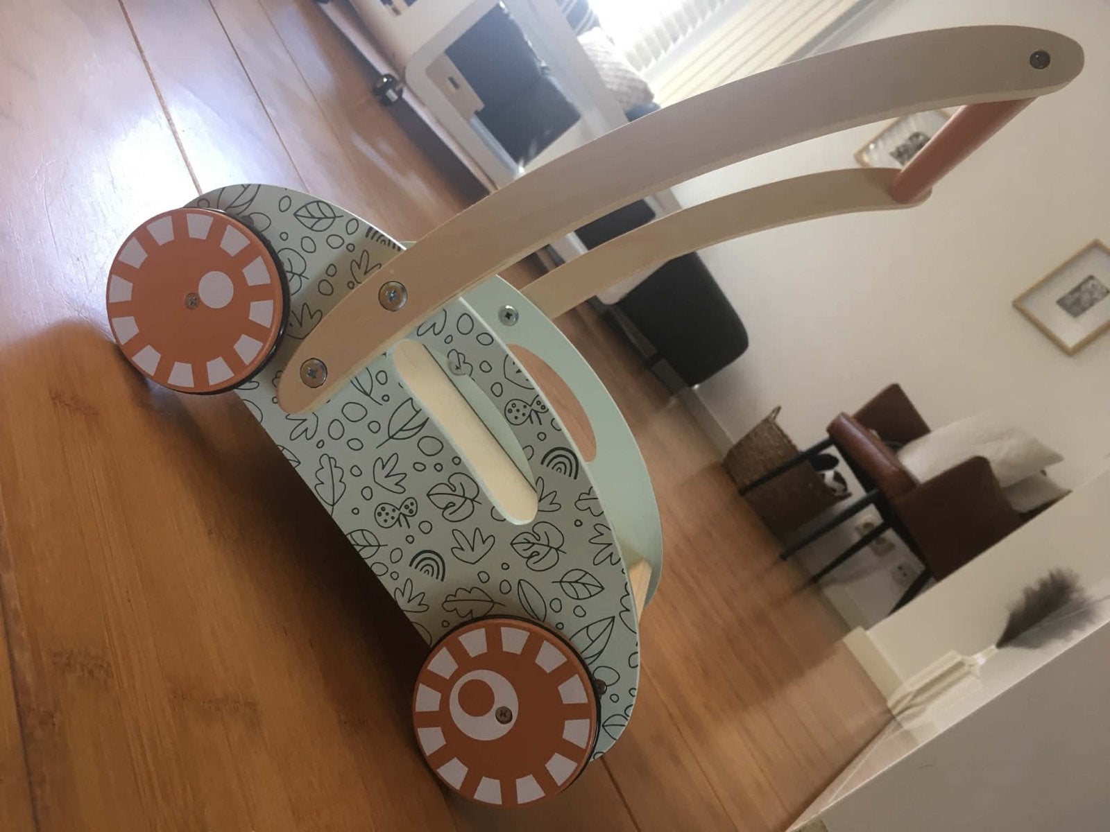 Houten loopwagen met bouwblokken - Little Dutch, Kinderen en Baby's, Ophalen of Verzenden, Zo goed als nieuw, Duw- of Trekspeelgoed