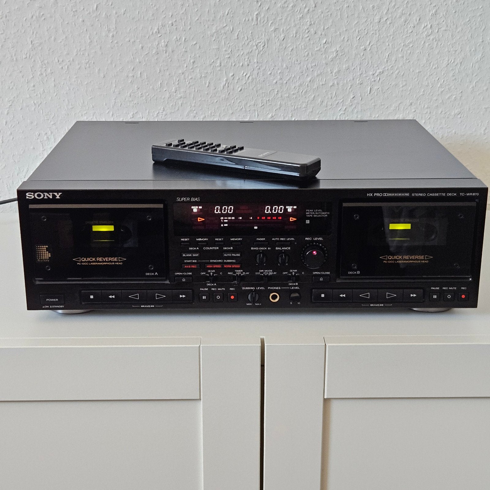 Sony TC-WR870 Dubbel Cassettedeck met Afstandsbediening, Ophalen of Verzenden, Dubbel, Sony, Auto-reverse