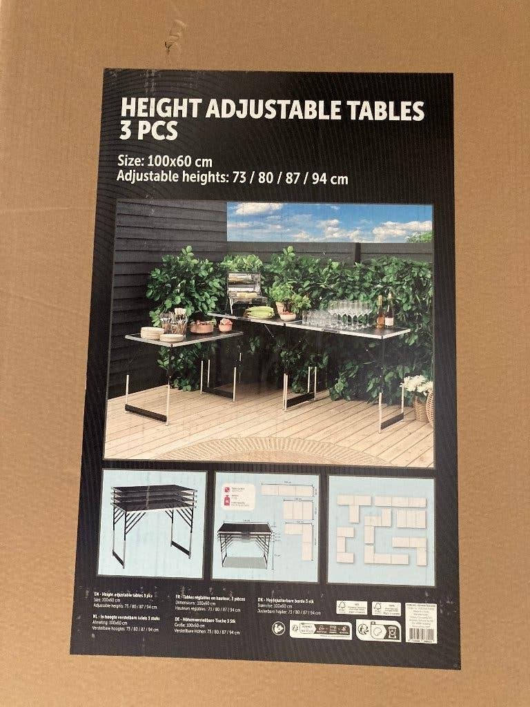 set 3st partytafel statafel buffettafel 100x60cm H= 74-94cm., Ophalen, Nieuw