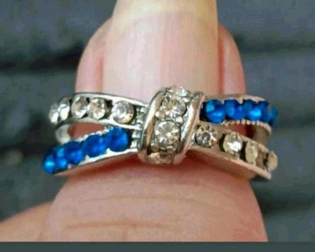 Ring saffier maat 16, Verzenden, Nieuw, Zilver