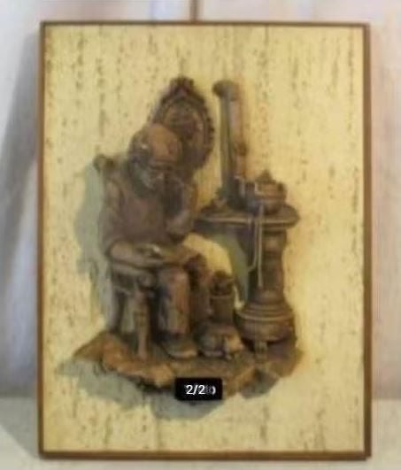 Mooi Wandbeeld - Man bij de Kachel' - 41x31, Ophalen of Verzenden, Zo goed als nieuw, Mens