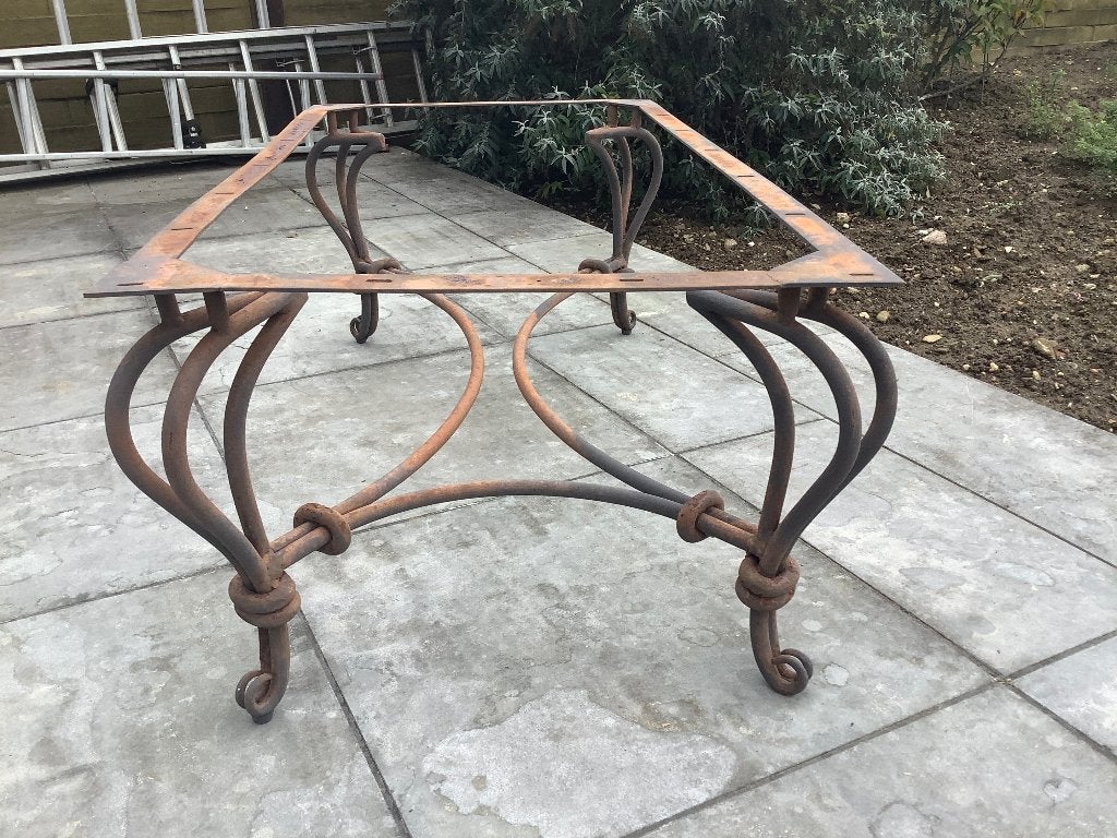 Smeedijzeren onderstel salontafel, Ophalen, Gebruikt, 100 tot 150 cm, 50 tot 100 cm
