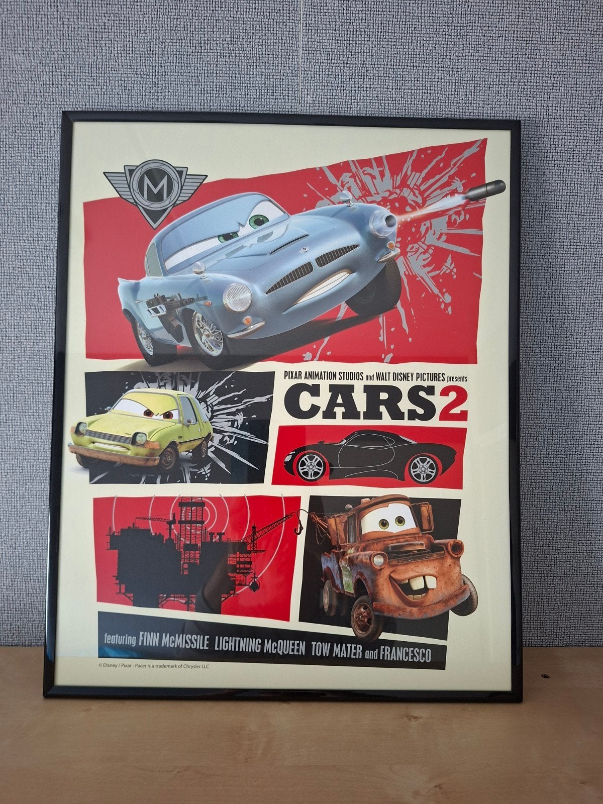 Vintage Cars 2 poster met zwarte lijst - Disney Pixar, Ophalen, Met lijst, A1 t/m A3, Film en Tv