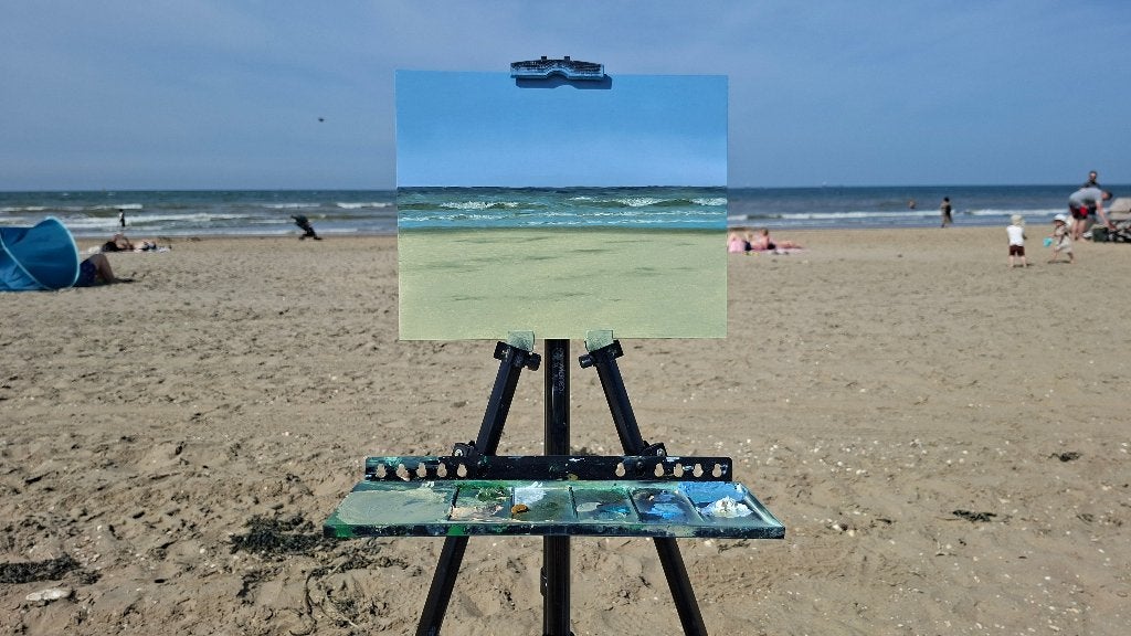 Zeegezicht olieverf plein air 24x30cm, Ophalen