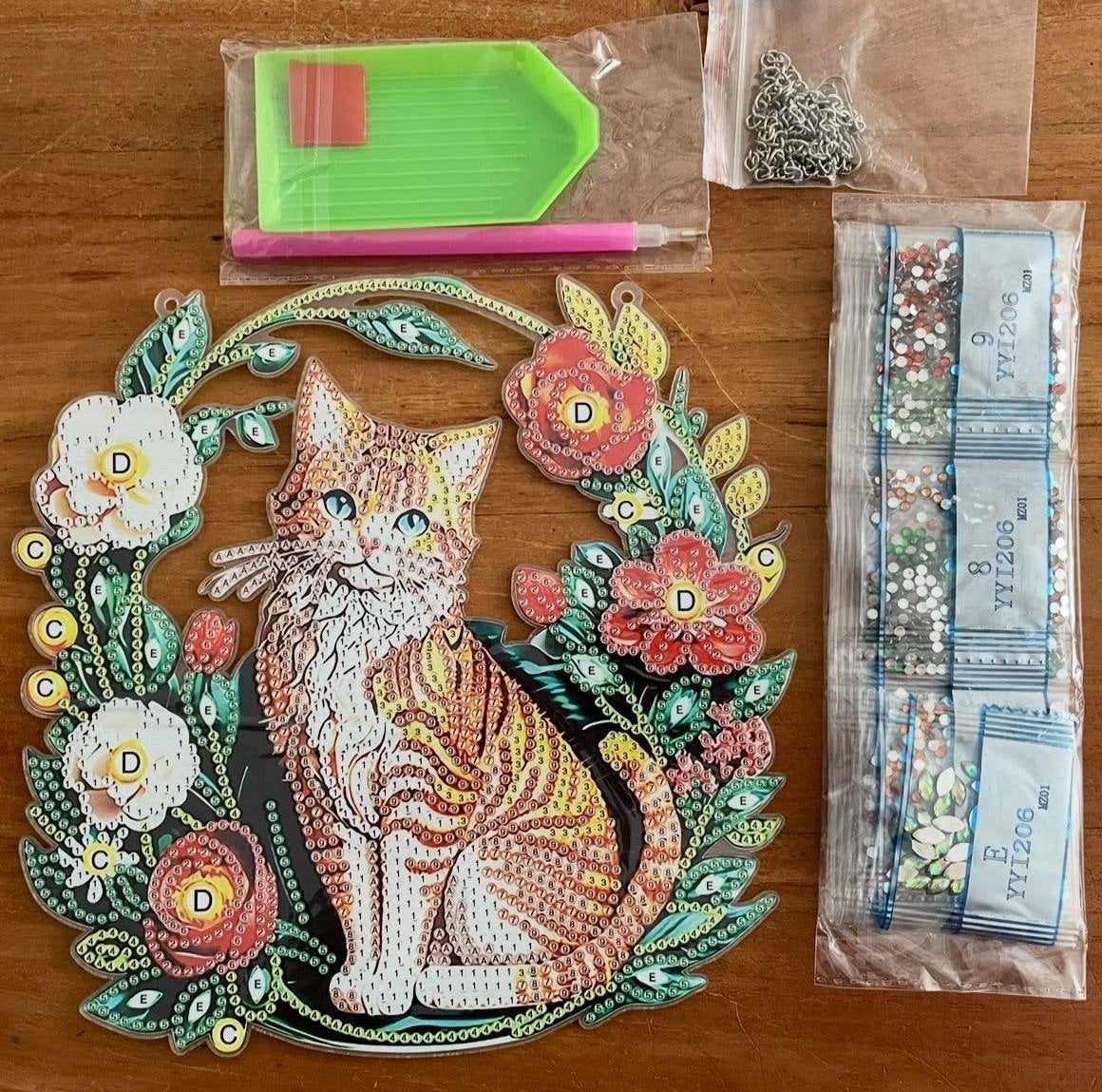 Diamond Painting Raamhanger Kat vol rond Nieuw, Ophalen of Verzenden, Zo goed als nieuw, Knutselwerk