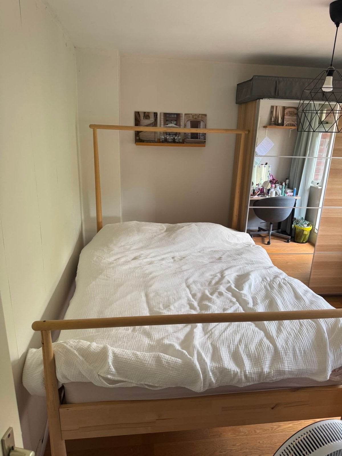 IKEA Gjora bedframe 140x200cm, berkenhout, Ophalen, Gebruikt, Beige, Tweepersoons