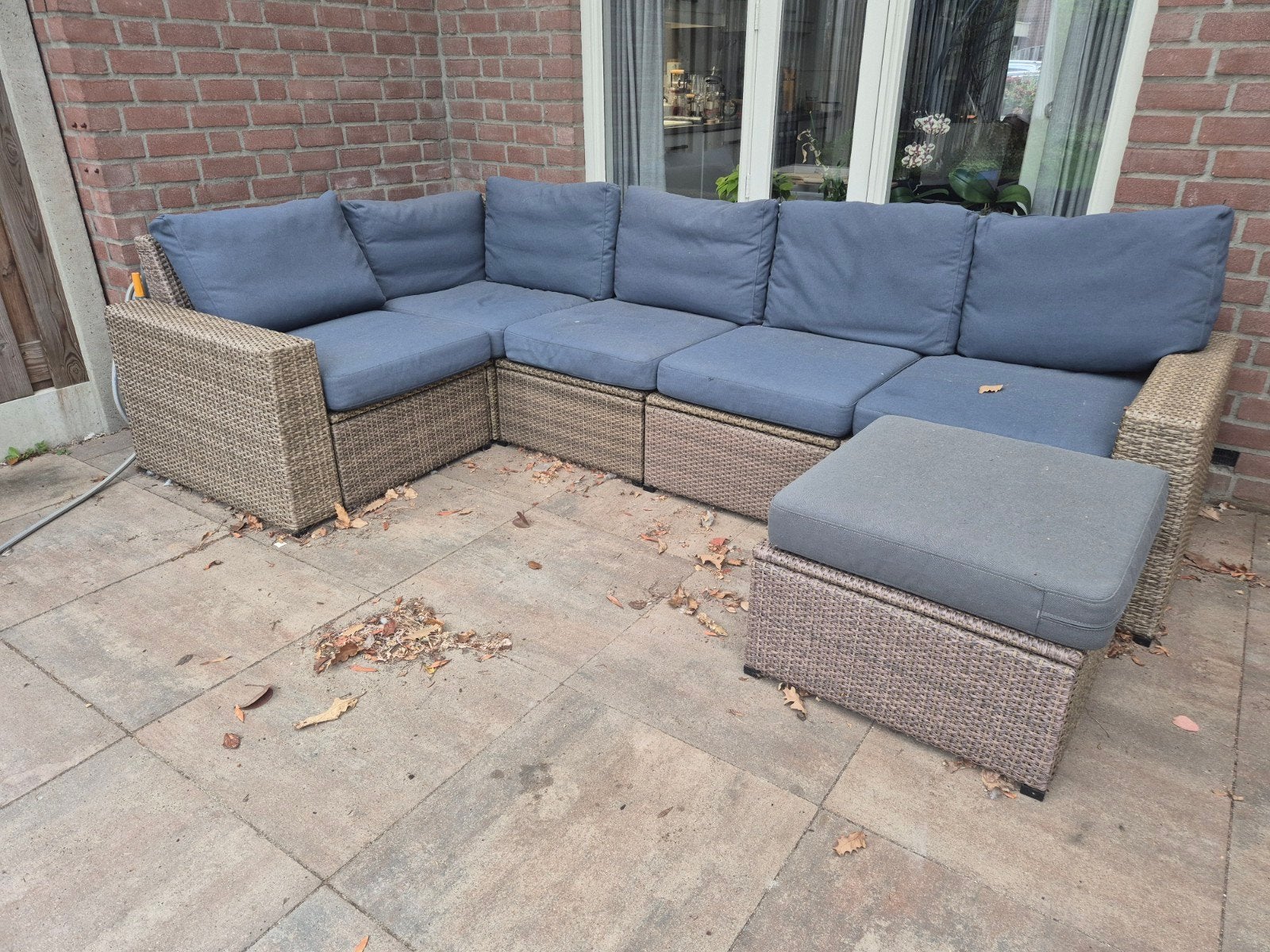 Ikea outdoor set - Modulaire loungeset met wasbare hoezen, Ophalen, Gebruikt, Wicker