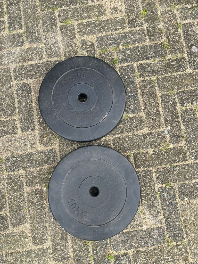 2x10 kg Halterschijven, Ophalen, Zo goed als nieuw, Halterschijven
