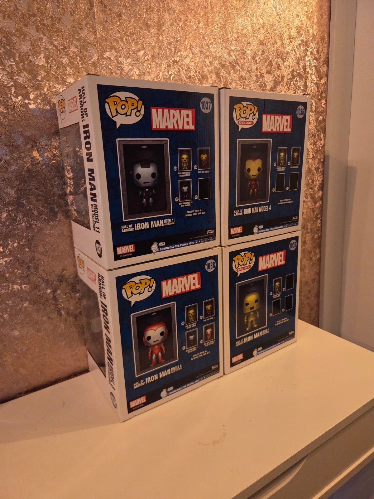 Complete set: 4x Funko Pop! Iron Man Hall of Armor PX, Ophalen of Verzenden, Zo goed als nieuw