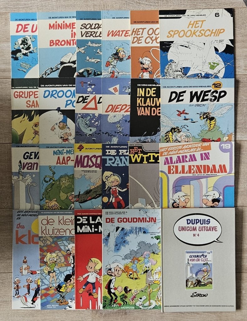 Minimensjes 1-17, 19, 21-24 sc + Unicum nr. 4a hc - Seron, Boeken, Seron, Ophalen of Verzenden, Zo goed als nieuw, Meerdere stripboeken