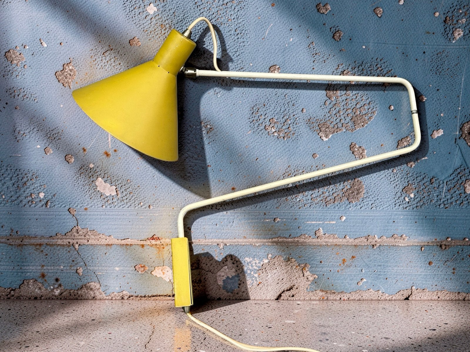 Vintage Anvia Paperclip Wandlamp Geel - J.J.M. Hoogervorst, Ophalen of Verzenden