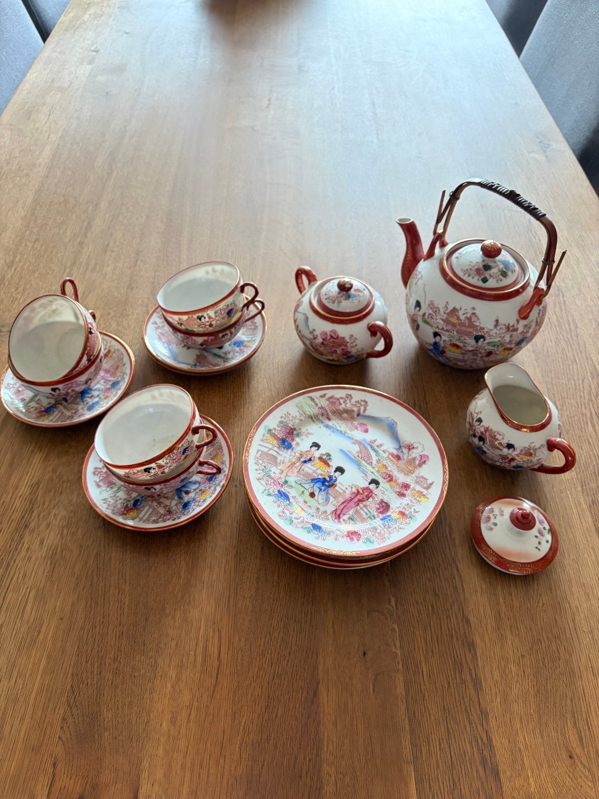 Prachtig Japans theeservies - Vintage en handgeschilderd, Ophalen