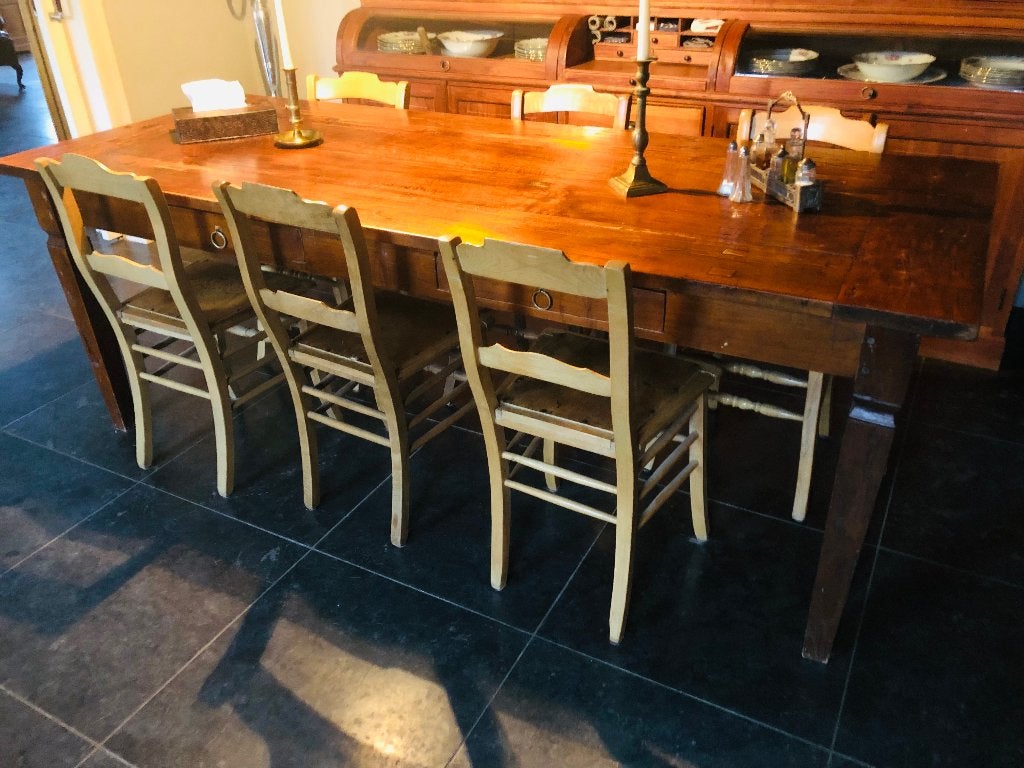 6 antieke Luterma Estonia stoelen licht hout landelijk, Ophalen