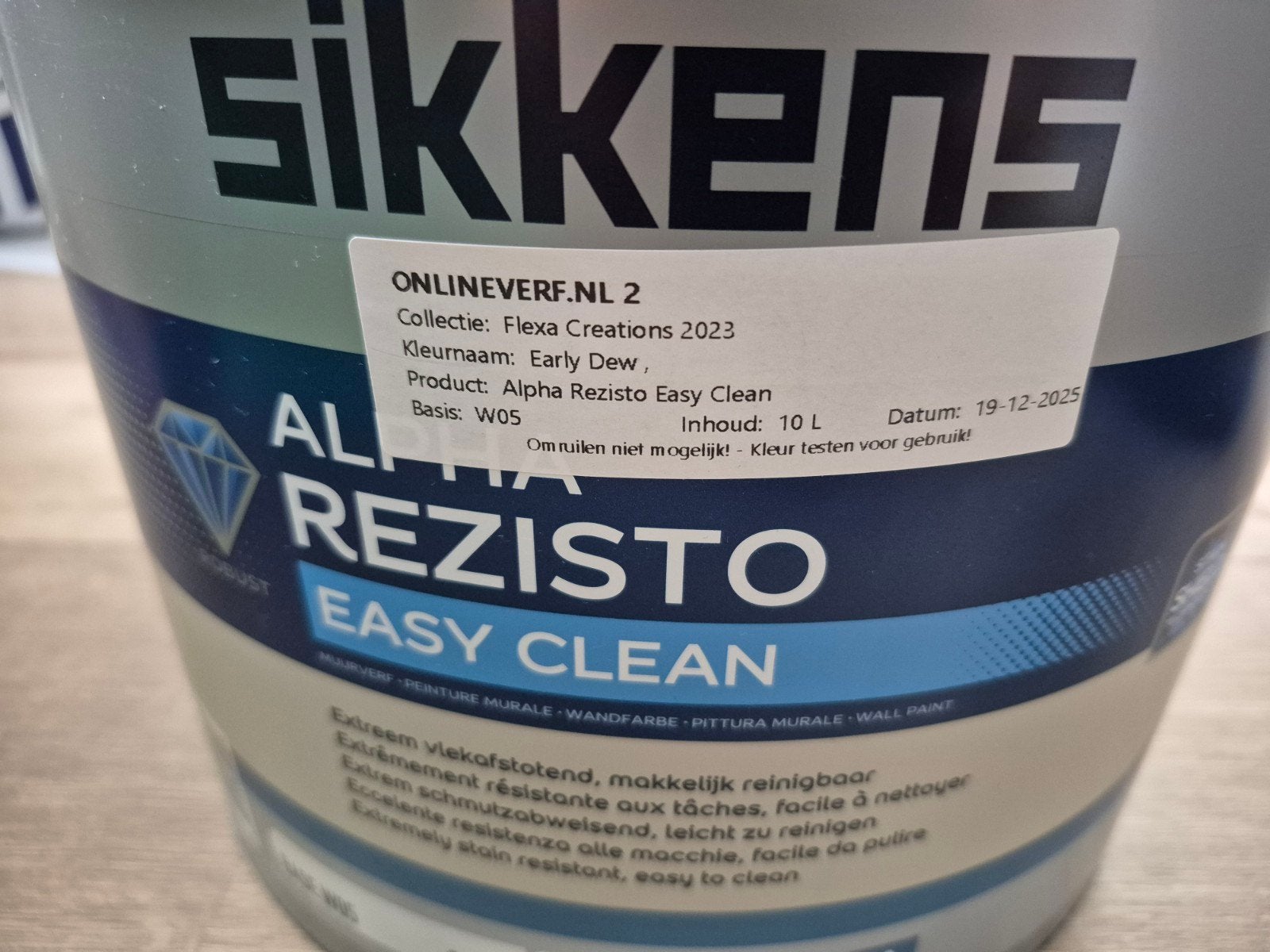 Sikkens Alpha Rezisto Easy Clean Muurverf Early Dew - c.7,5L, Ophalen, 5 tot 10 liter, Nieuw, Verf