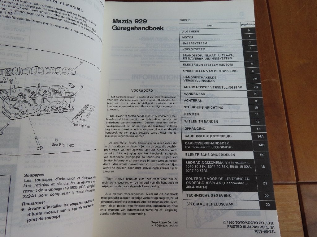 Dealer werkplaatshandboek Mazda 929 sedan, Coupe 1981, Ophalen of Verzenden